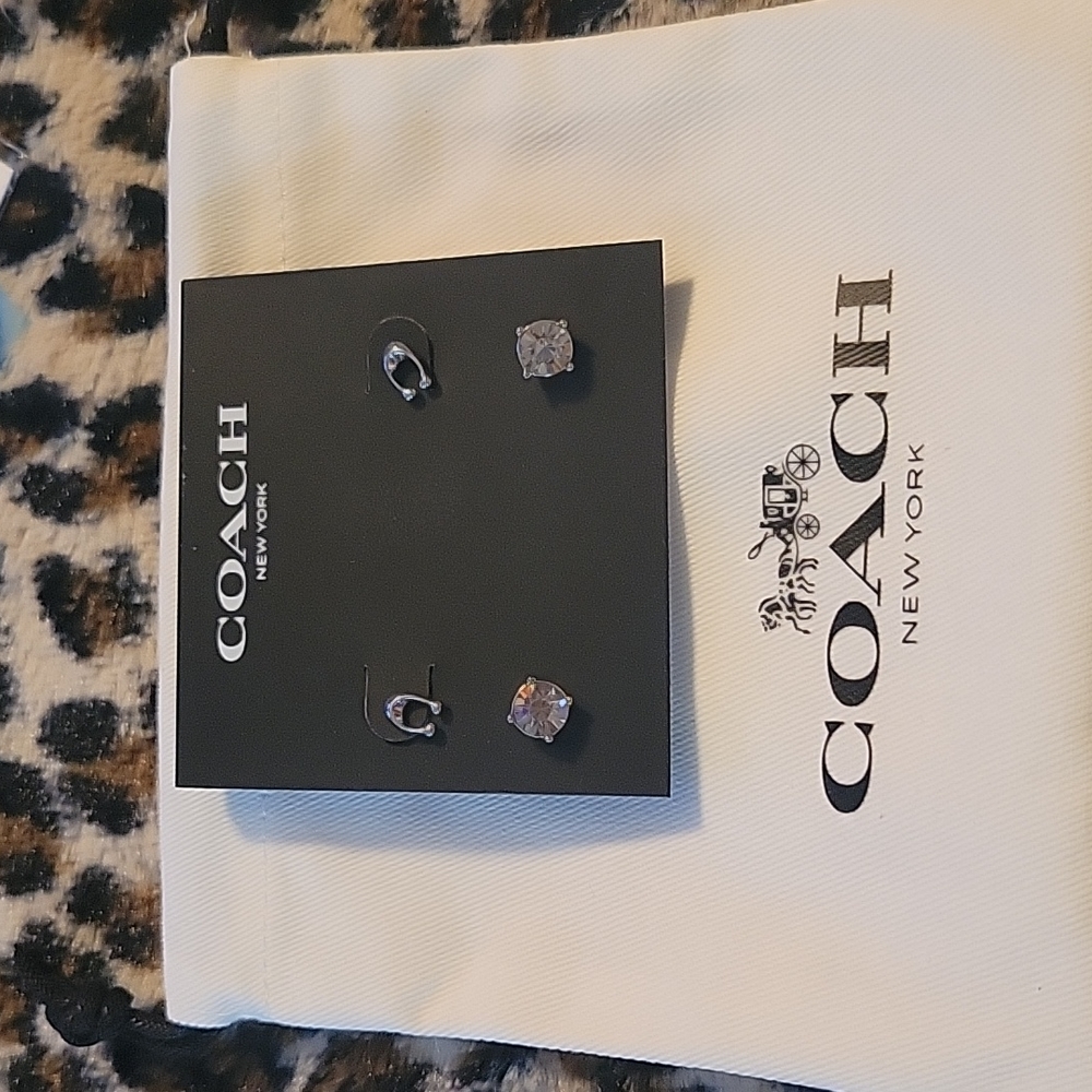 Coach- 2 pairs Earrings, Signature "Cs" & Crystal's